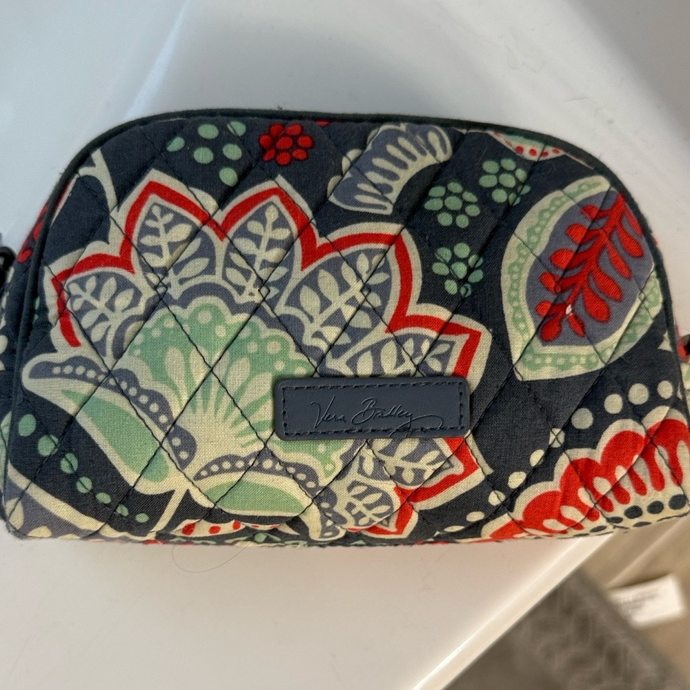 Vera Bradley Black and Red Floral Makeup Pouch